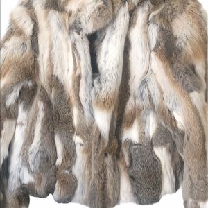 Adrienne Landau real natural rabbit Jacket